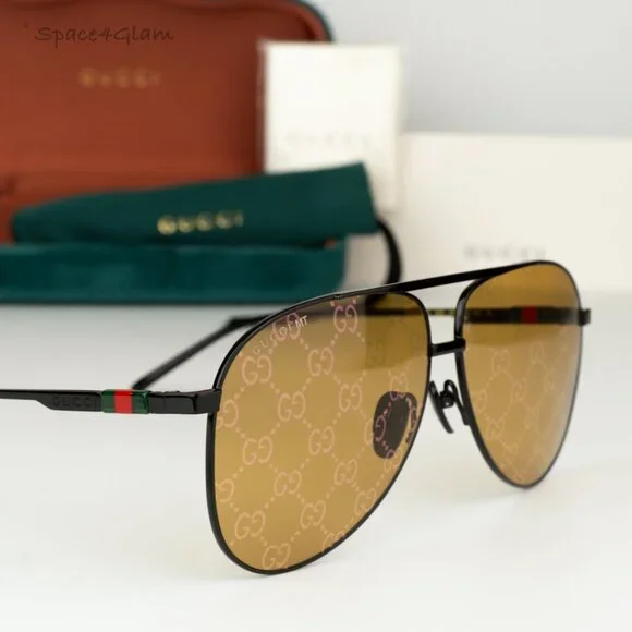 Gucci GG1677S 005 BRAND NEW Sunglasses Black Yellow Mirror Logo Pilot Unisex NEW Gucci GG1677S 005 Black Yellow Mirror Logo Pilot Unisex  main image 3